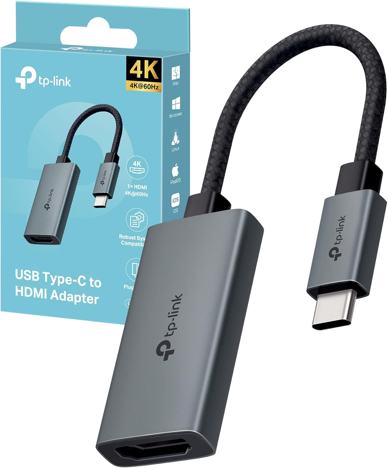 TP-LINK UA520C ADATTATORE HDMI USB-C 4K 60HZ, COMPATIBILE CON MACOS, WINDOWS, IPADOS, IOS, ANDROID, LINUX E CHROME OS